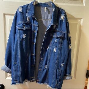 Now N Forever distressed raw hem denim jacket